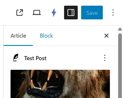 Image of changing from "Block" to "Article"